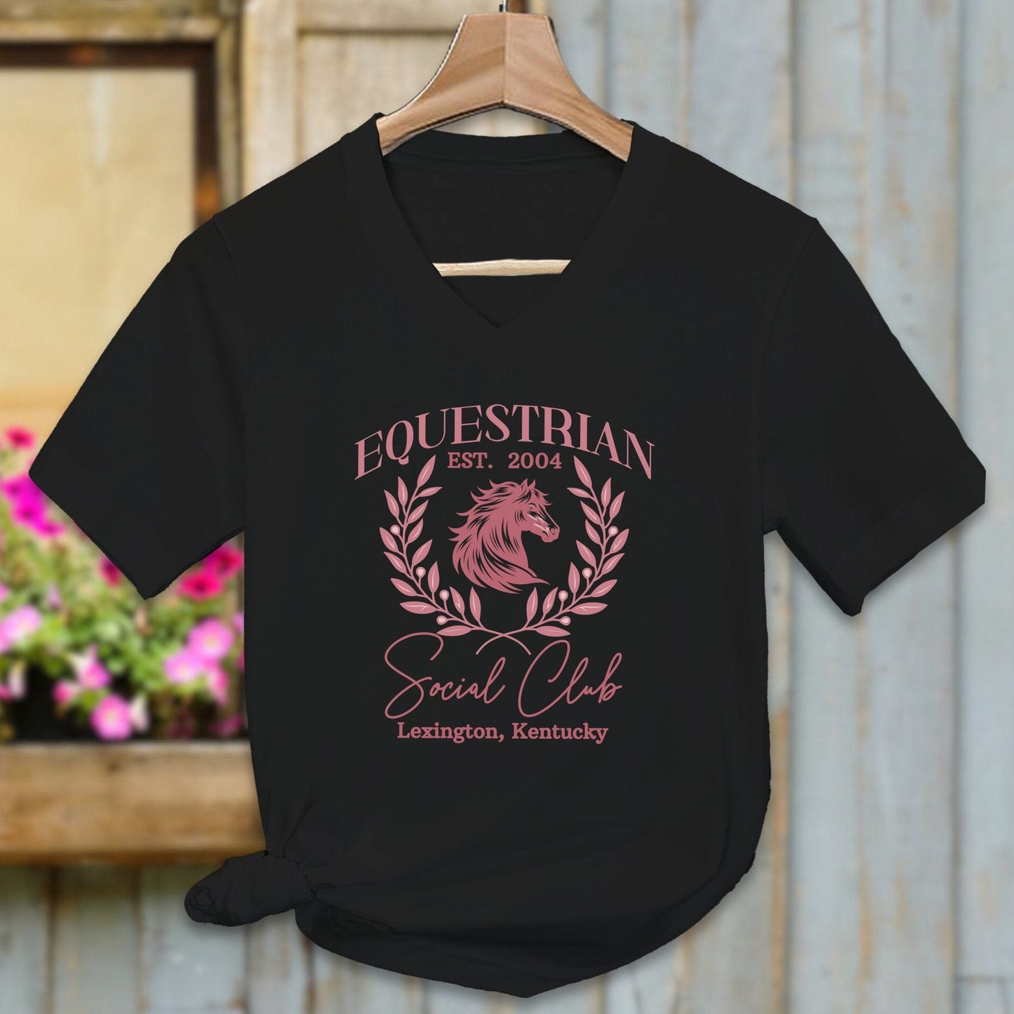 Ladies Shirt Adult V-neck / Black / S Equestrian Social Club Shirt