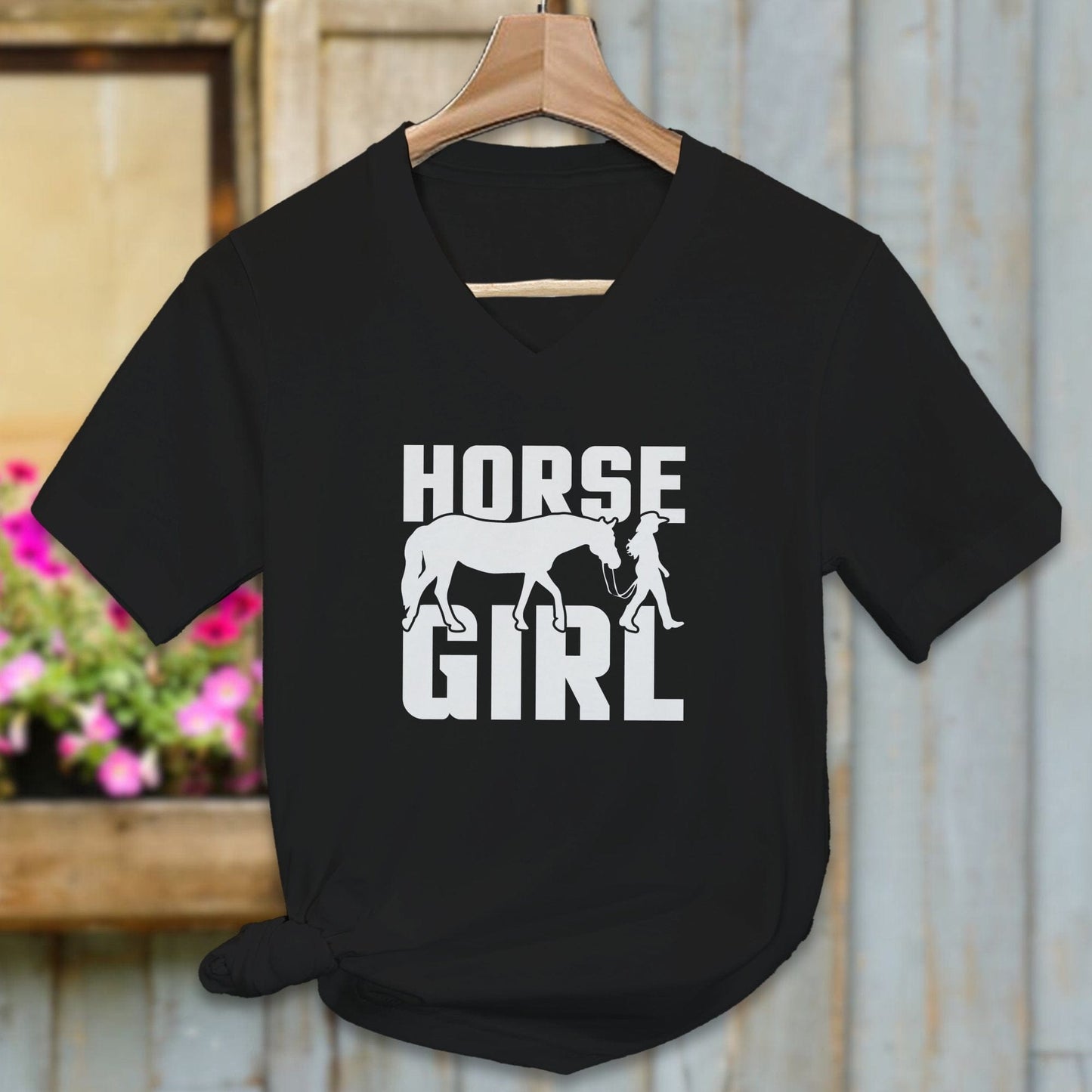 Ladies Shirt Adult V-neck / Black / S Horse and Girl Shirt