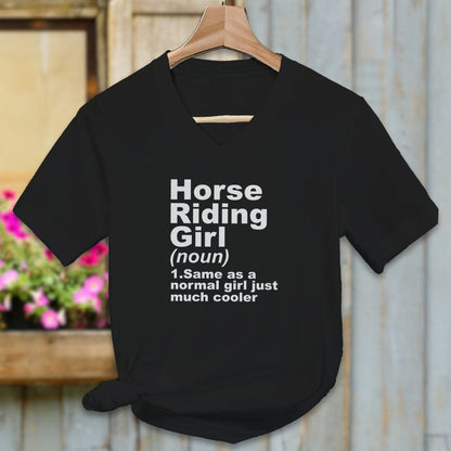 Ladies Shirt Adult V-neck / Black / S Horse Riding Girl Definition Shirt