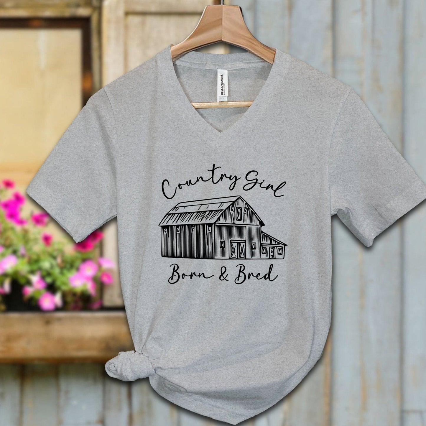 Ladies Shirt Adult V-neck / S / Athletic Heather Country Girl Born and Bred Shirt