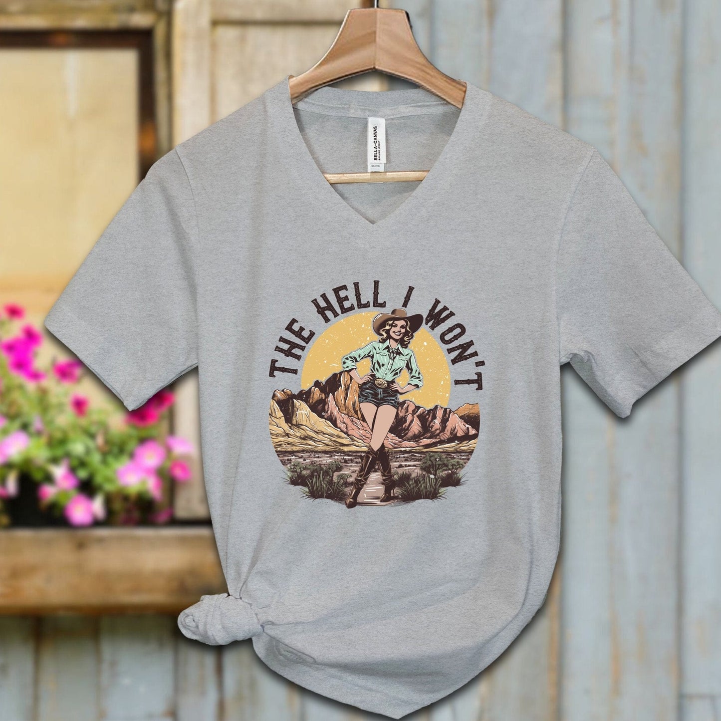 Ladies Shirt Adult V-neck / S / Athletic Heather The Hell I Won't Shirt