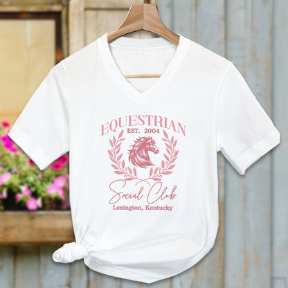 Ladies Shirt Adult V-neck / White / S Equestrian Social Club Shirt