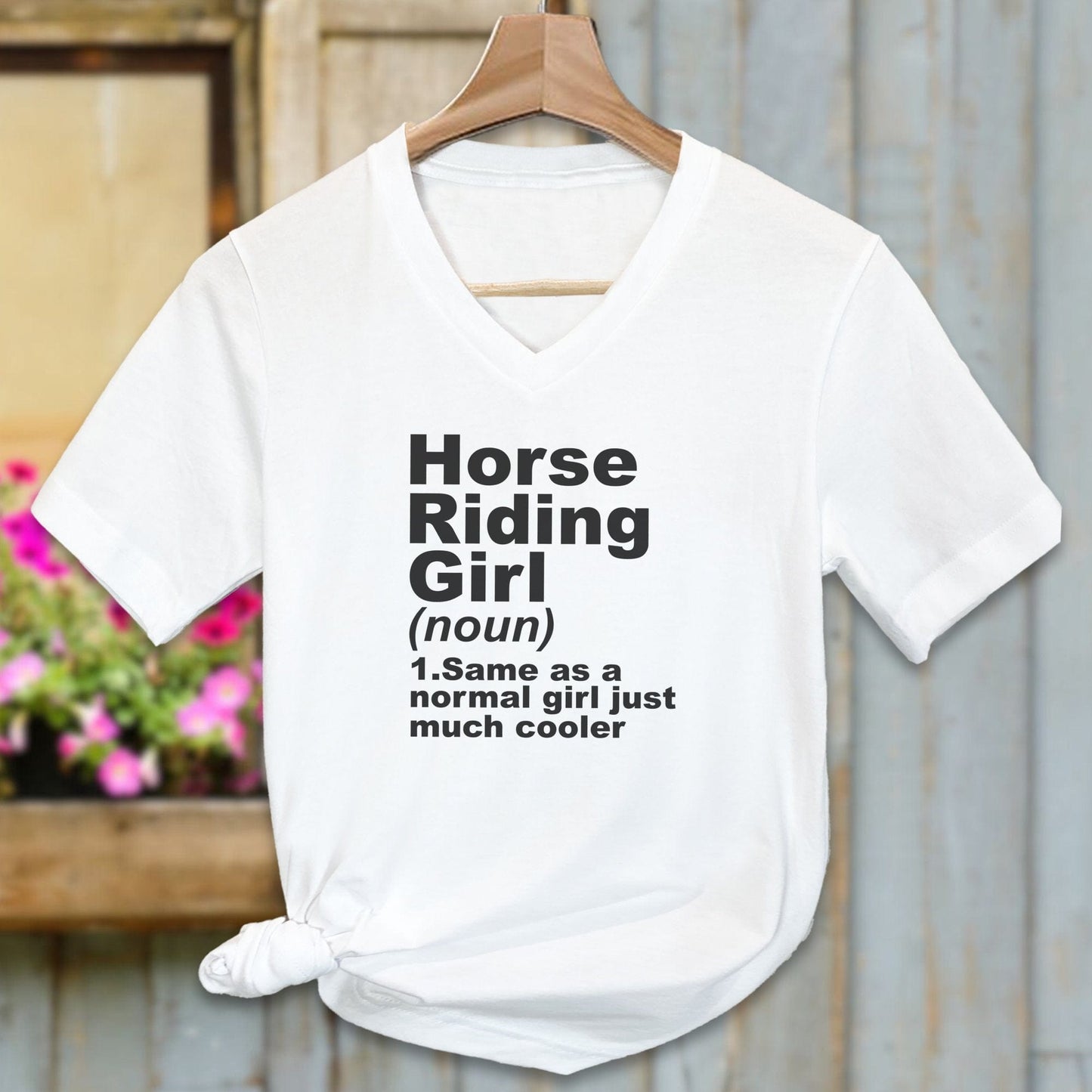 Ladies Shirt Adult V-neck / White / S Horse Riding Girl Definition Shirt