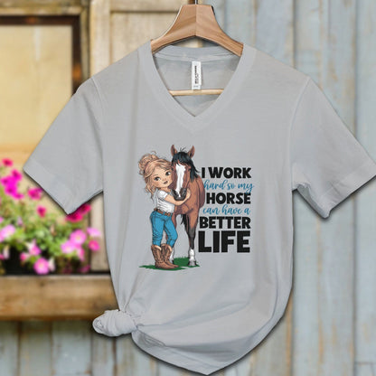 Ladies Shirt Athletic Heather / S / Adult V-neck My Horse Can Have A Better Life Shirt