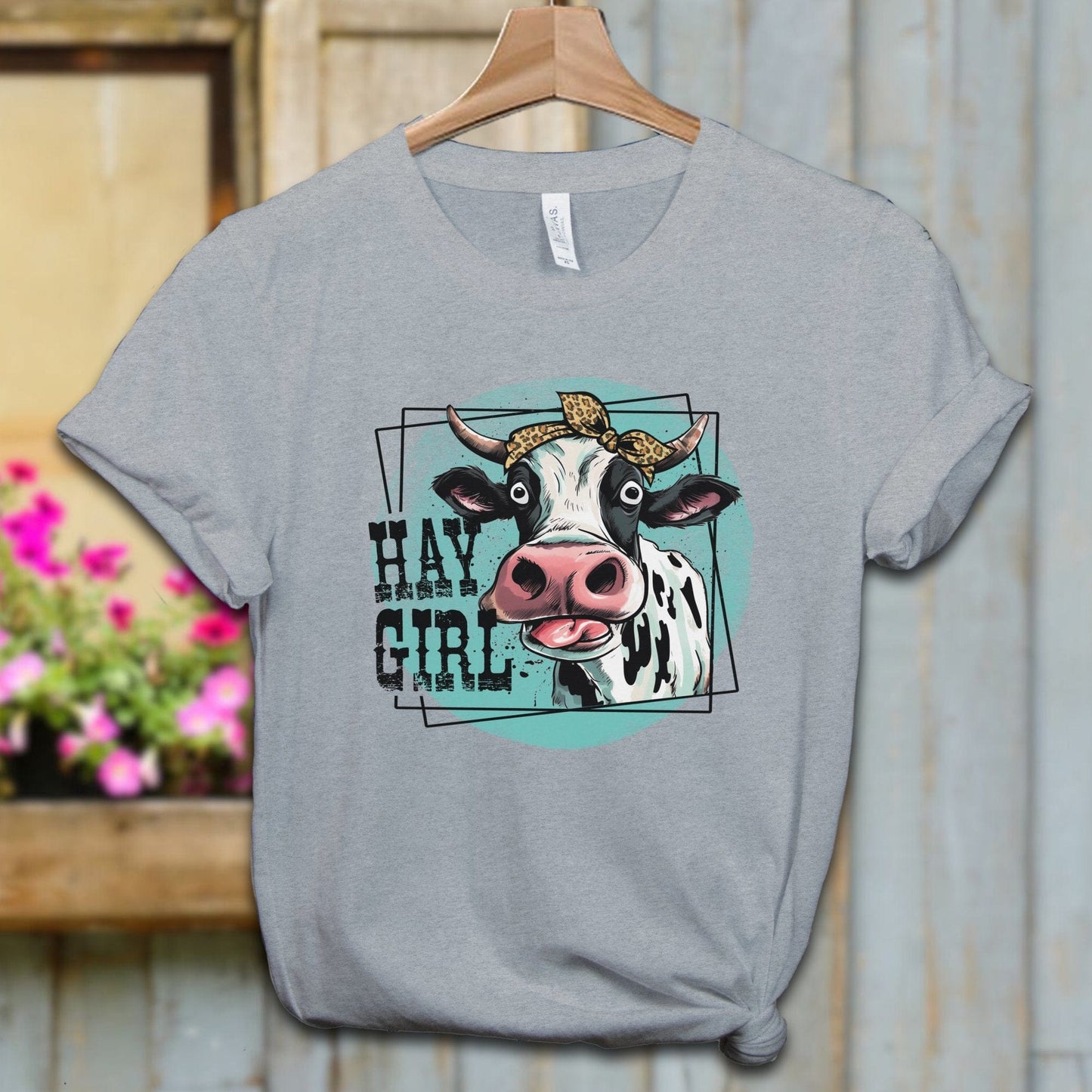 Ladies Shirt Athletic Heather / XS / Adult T-shirt Hay Girl Cow Shirt