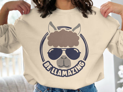 Ladies Shirt Be Llamazing Cool Alpaca Illustration Shirt