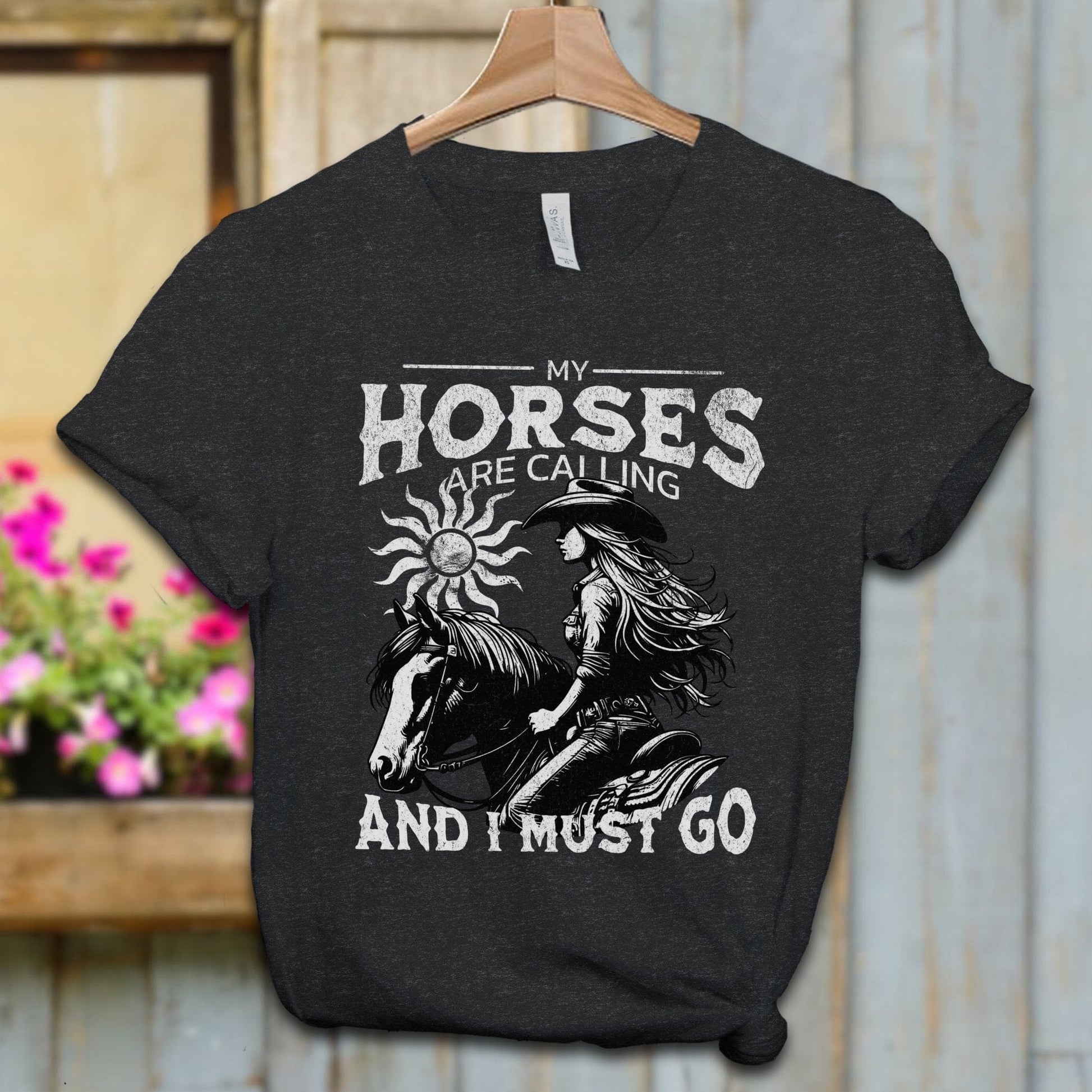 Ladies Shirt Black Heather / XS / Adult T-shirt My Horses are Calling Shirt