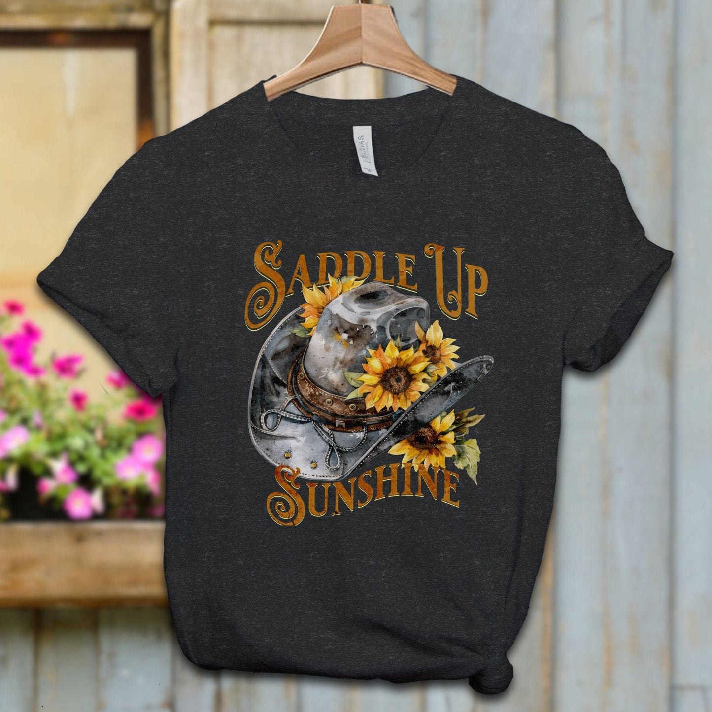 Ladies Shirt Black Heather / XS / Adult T-shirt Saddle Up Sunshine Shirt