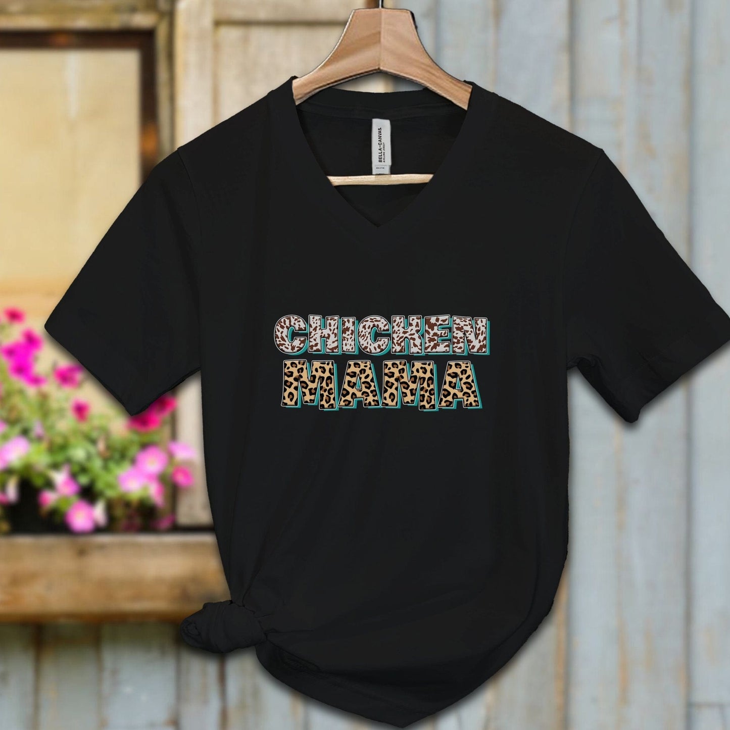 Ladies Shirt Black / S / Adult V-neck Chicken Mama Fun Shirt