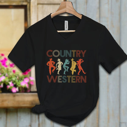 Ladies Shirt Black / S / Adult V-neck Country Western Dancers Shirt