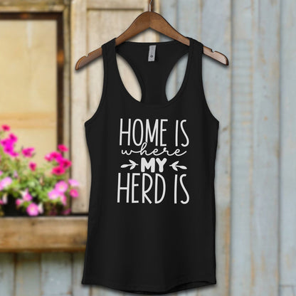 Ladies Shirt Black / XS / Adult Racerback Home Is Where My Herd Is Shirt