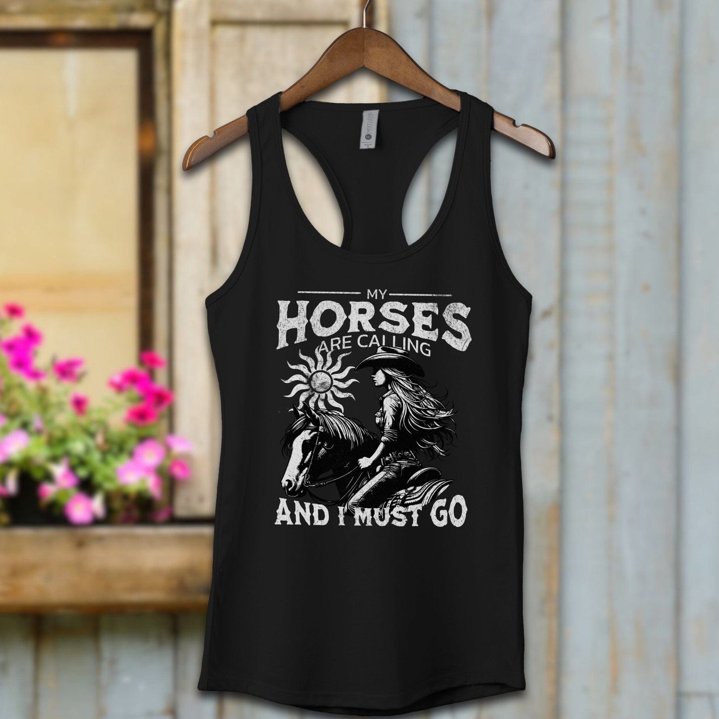 Ladies Shirt Black / XS / Adult Racerback My Horses are Calling Shirt