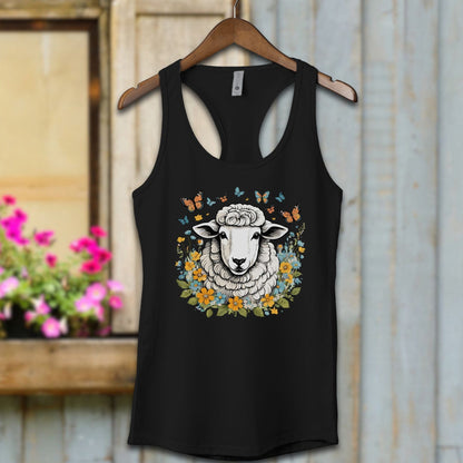 Ladies Shirt Black / XS / Adult Racerback Whimsical Sheep Shirt