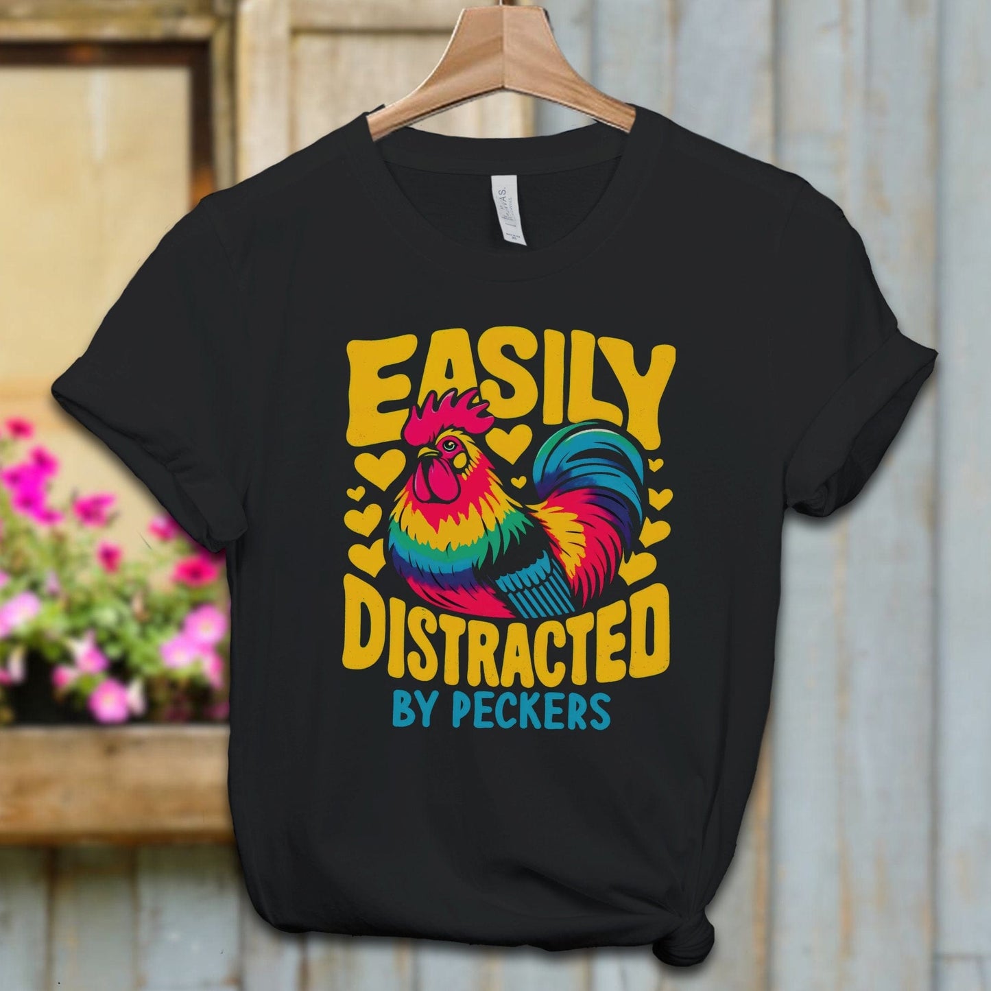 Ladies Shirt Black / XS / Adult T-shirt Easily Distracted by Peckers Shirt