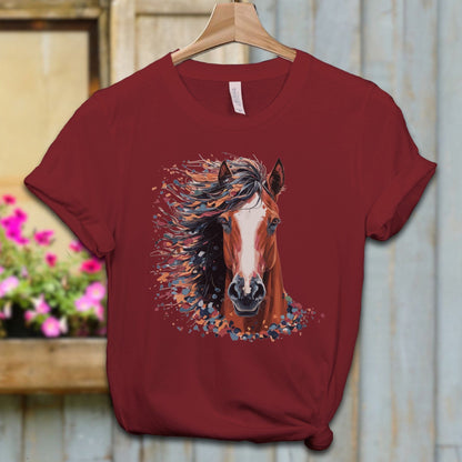 Ladies Shirt Cardinal / XS / Adult T-shirt Vibrant Horse Splatter Shirt