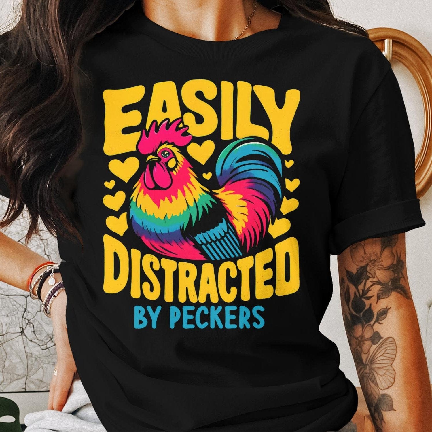 Ladies Shirt Easily Distracted by Peckers Shirt