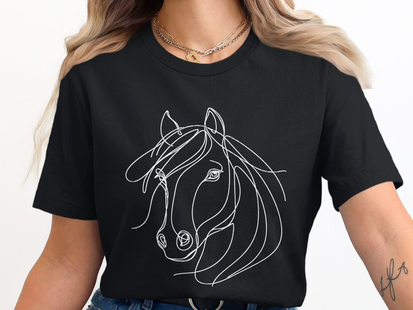 Ladies Shirt Elegant Horse Line Art Shirt