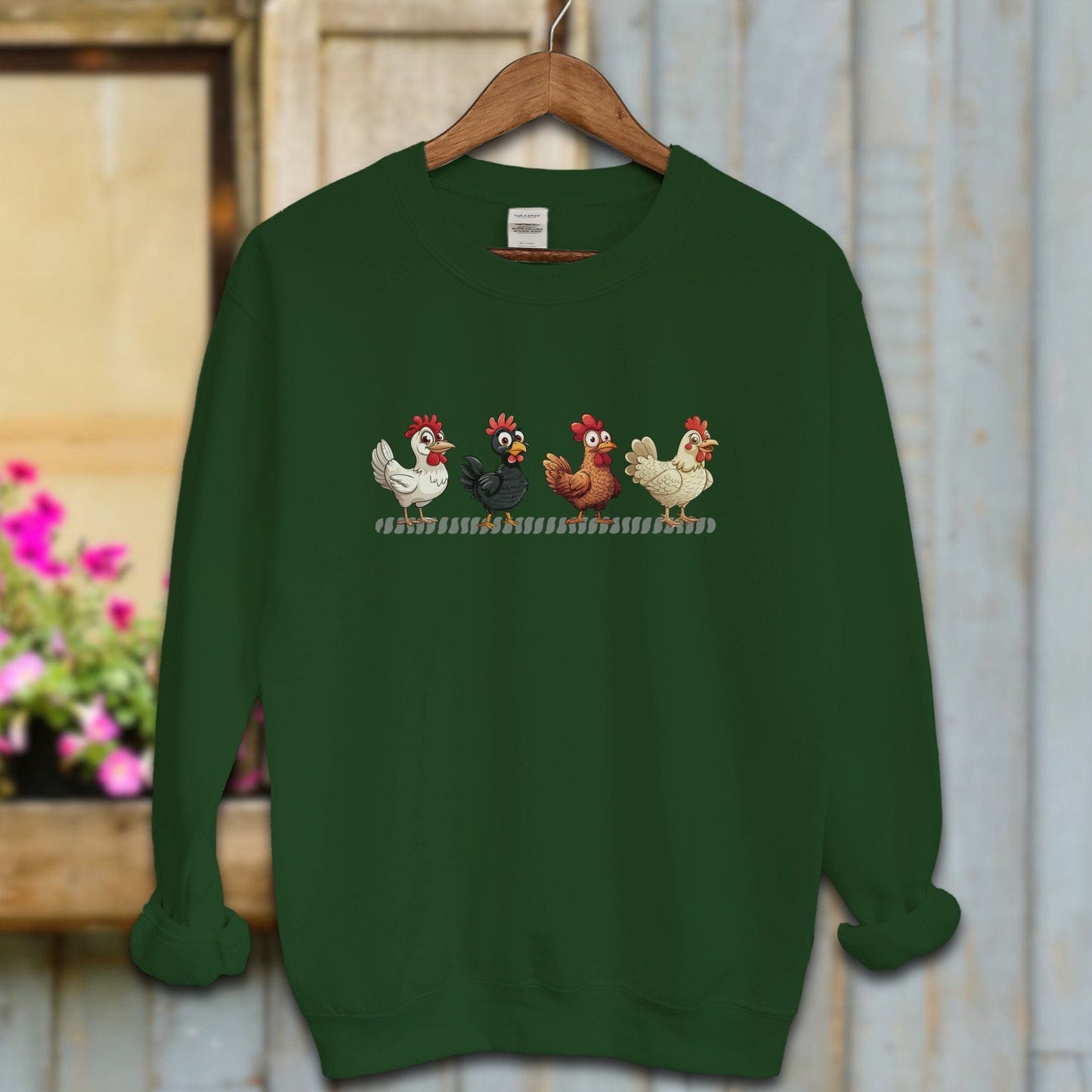 Ladies Shirt Forest Green / S / Adult Sweatshirt Funny Chicken Shirt