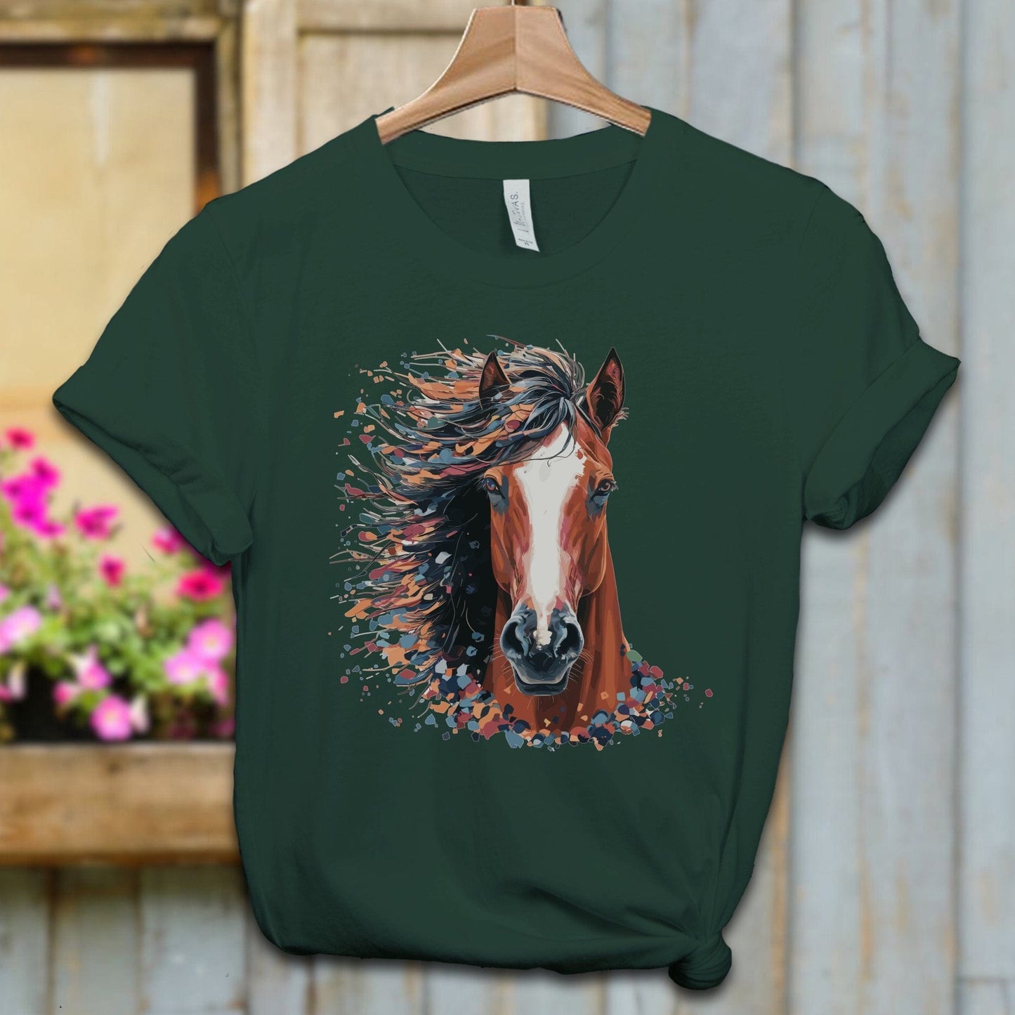 Ladies Shirt Forest / XS / Adult T-shirt Vibrant Horse Splatter Shirt