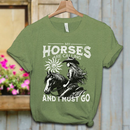 Ladies Shirt Heather Green / XS / Adult T-shirt My Horses are Calling Shirt