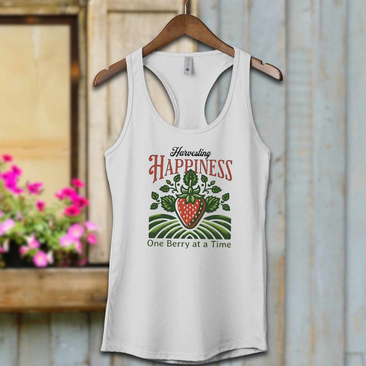 Ladies Shirt Heather Grey / XS / Adult Racerback Harvesting Happiness Shirt