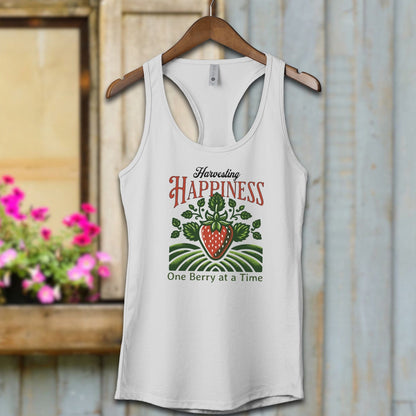 Ladies Shirt Heather Grey / XS / Adult Racerback Harvesting Happiness Shirt