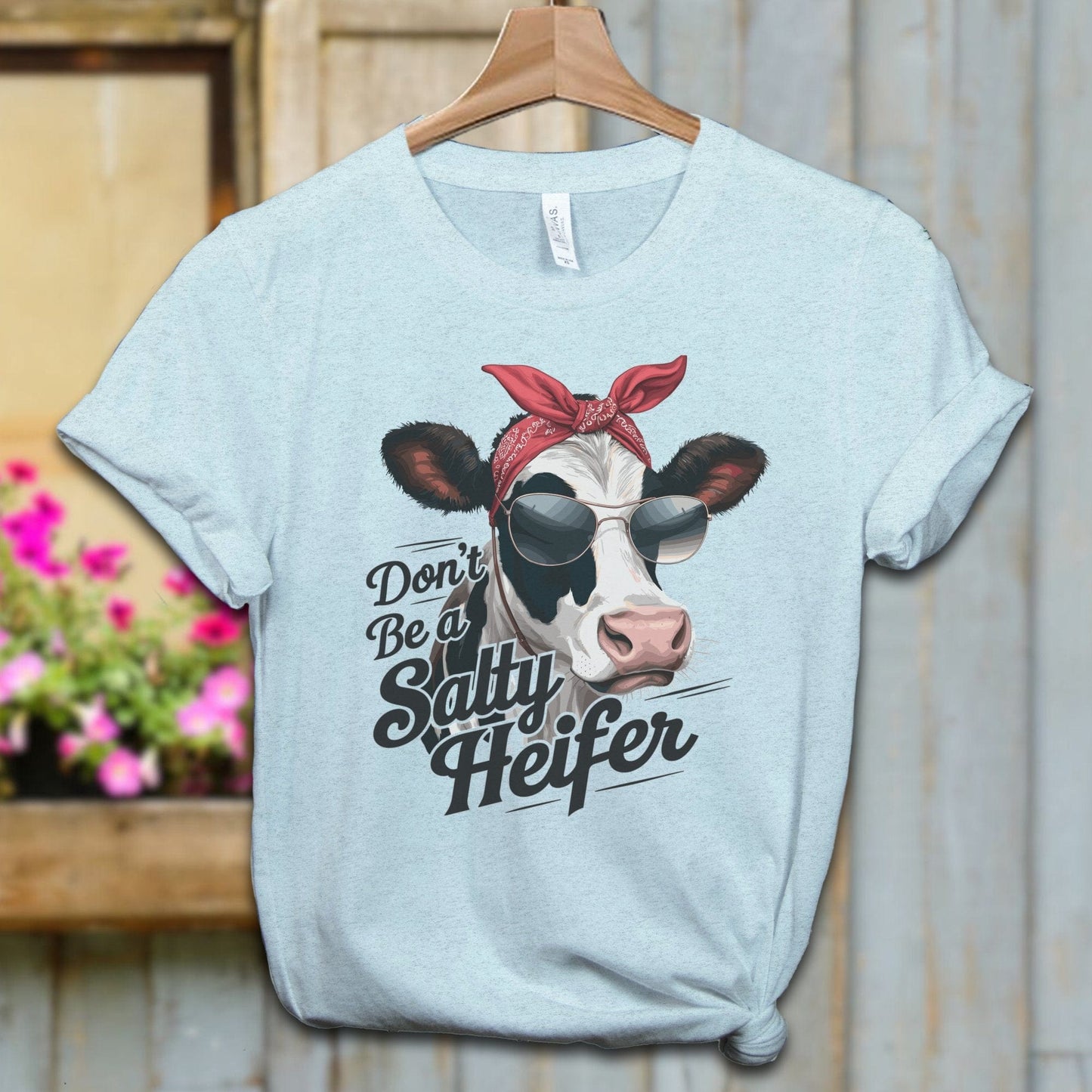 Ladies Shirt Heather Ice Blue / XS / Adult T-shirt Don't Be a Salty Heifer Shirt