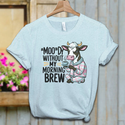 Ladies Shirt Heather Ice Blue / XS / Adult T-shirt Moody Without My Morning Brew Shirt