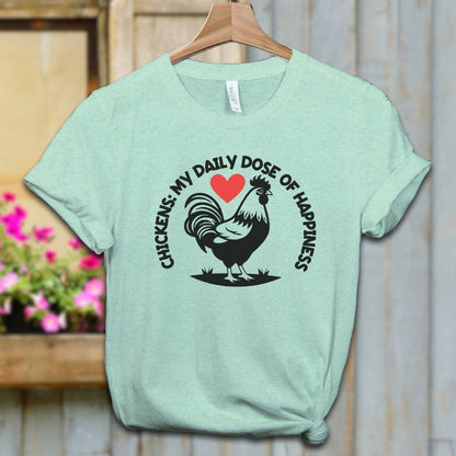 Ladies Shirt Heather Mint / XS / Adult T-shirt Chickens My Daily Dose of Happiness Shirt