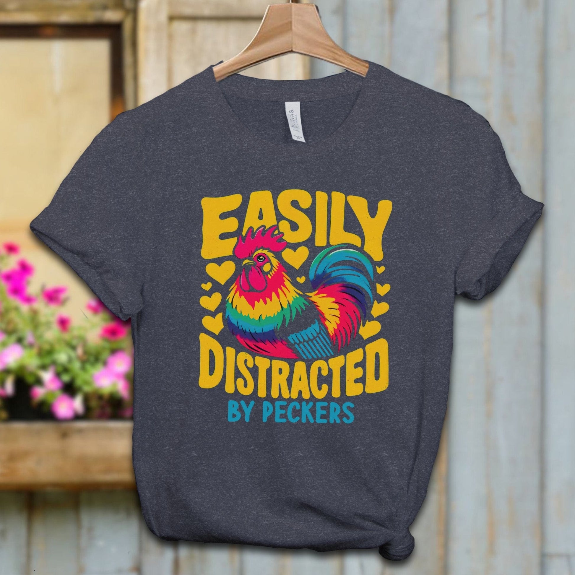 Ladies Shirt Heather Navy / XS / Adult T-shirt Easily Distracted by Peckers Shirt