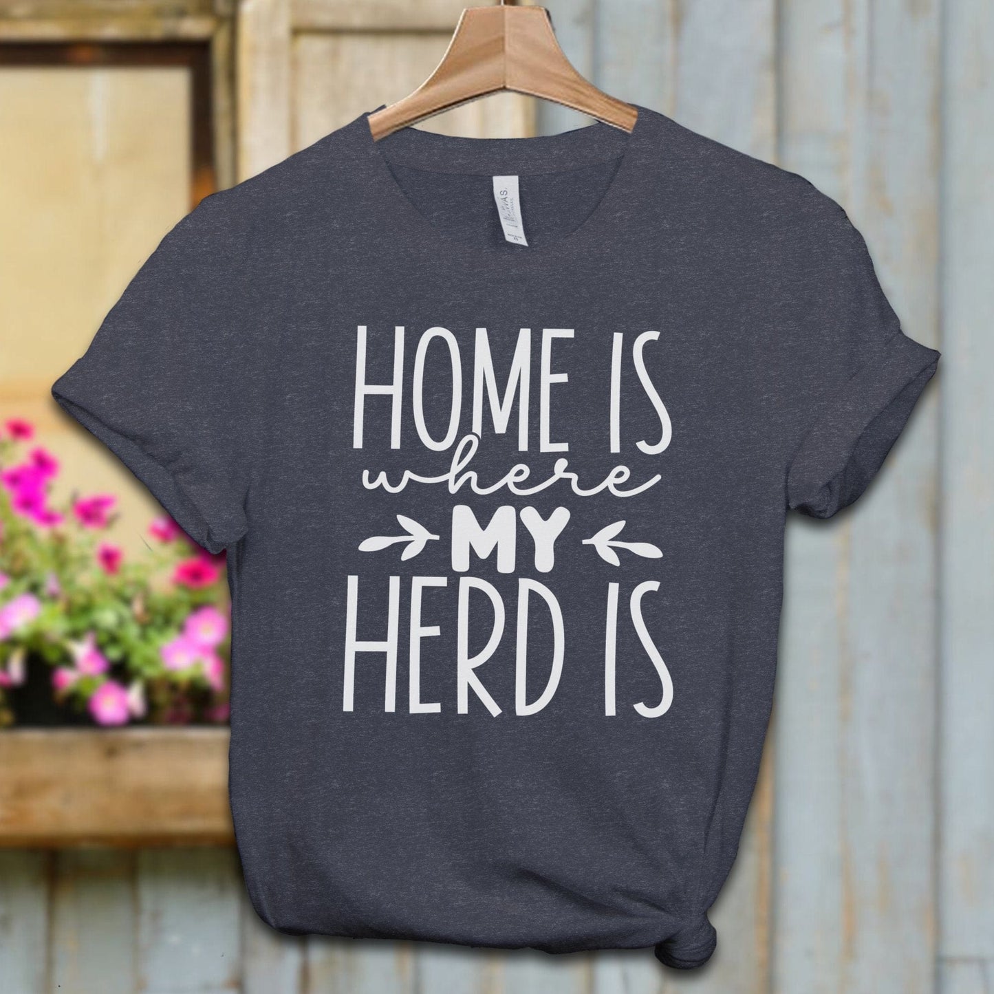 Ladies Shirt Heather Navy / XS / Adult T-shirt Home Is Where My Herd Is Shirt