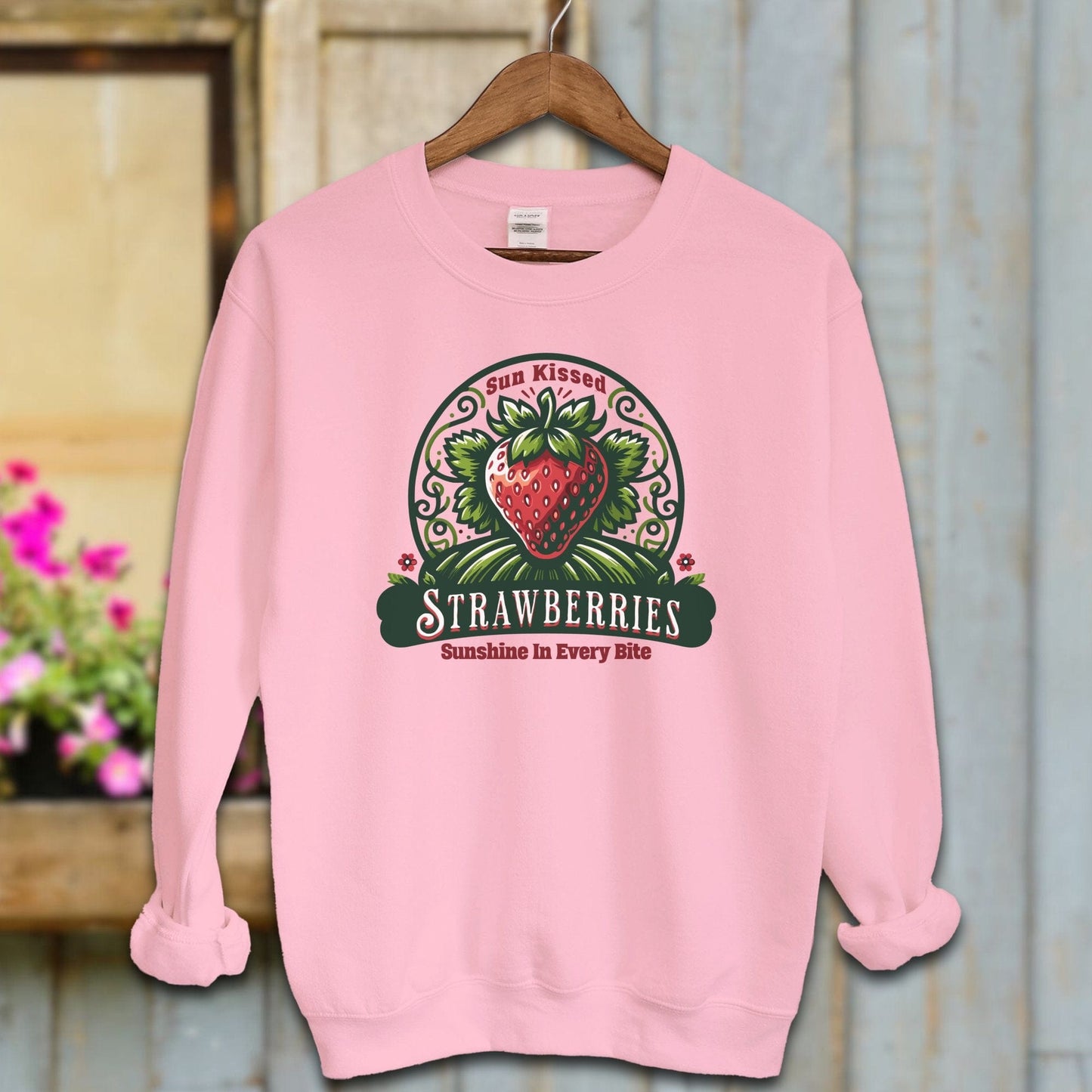 Ladies Shirt Light Pink / S / Adult Sweatshirt Sun Kissed Strawberries Shirt