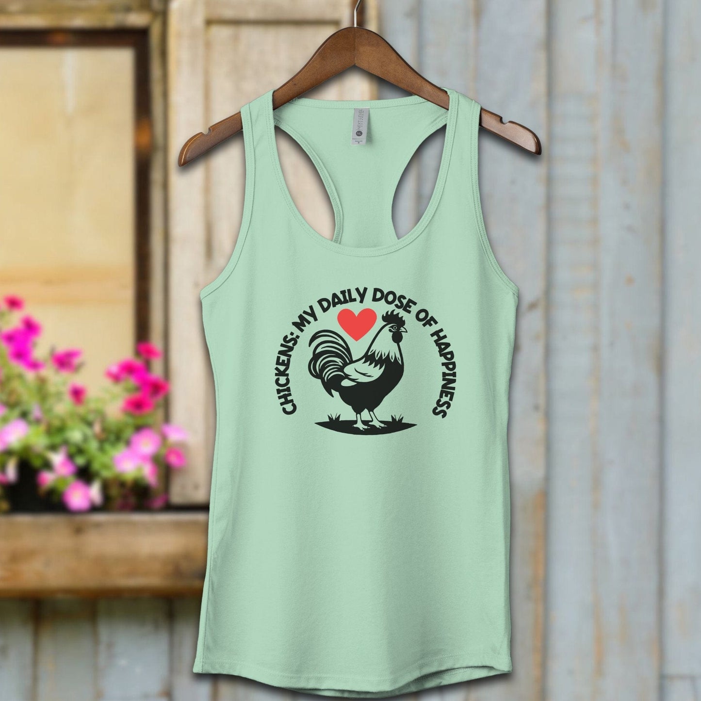 Ladies Shirt Mint / XS / Adult Racerback Chickens My Daily Dose of Happiness Shirt