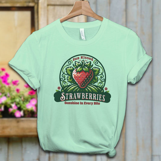 Ladies Shirt Mint / XS / Adult T-shirt Sun Kissed Strawberries Shirt