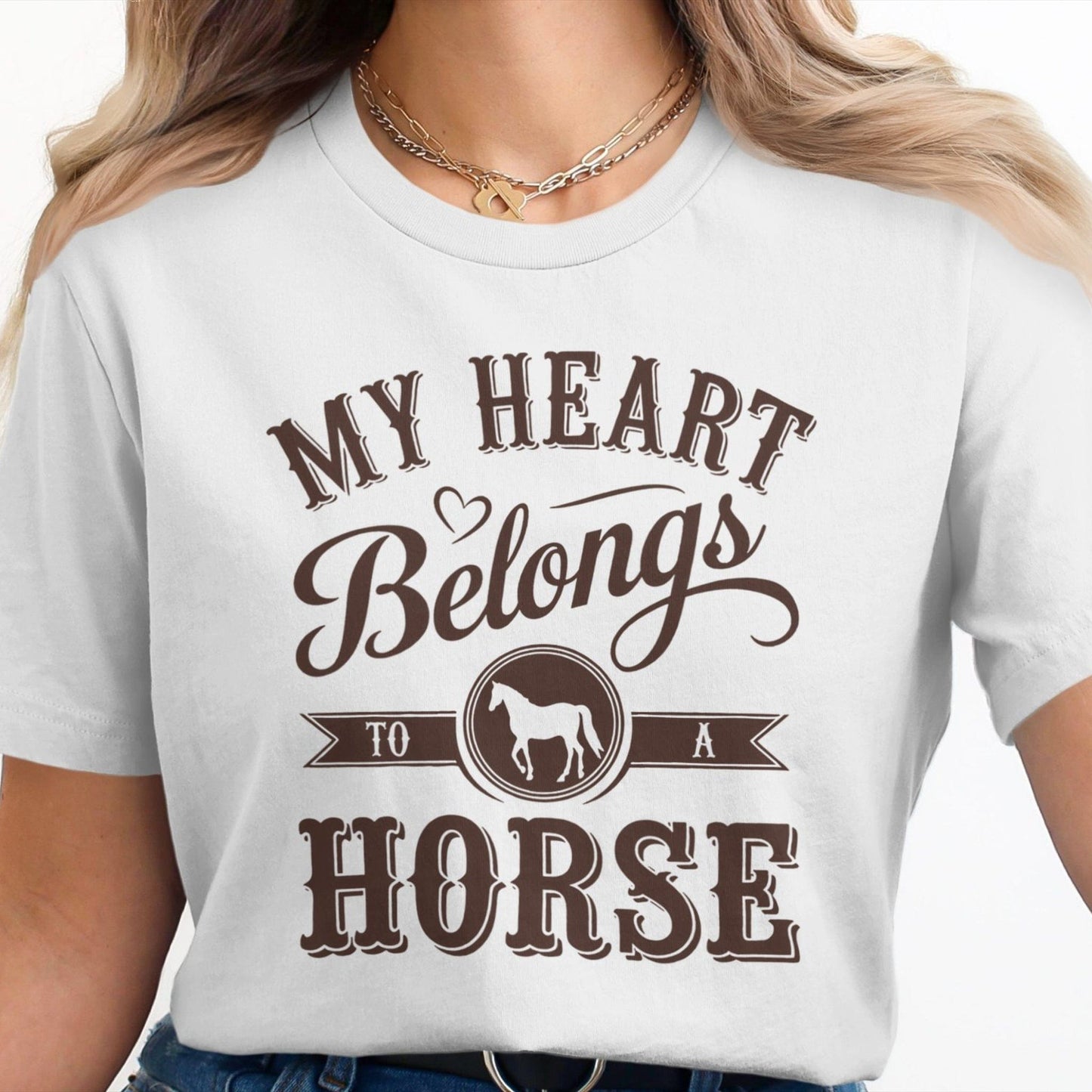 Ladies Shirt My Heart Belongs To A Horse Shirt