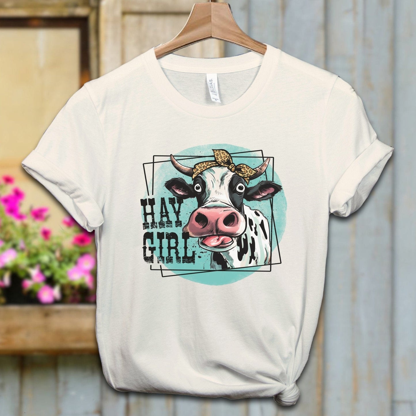 Ladies Shirt Natural / XS / Adult T-shirt Hay Girl Cow Shirt