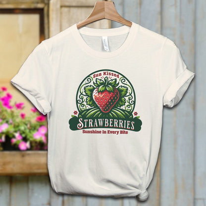 Ladies Shirt Natural / XS / Adult T-shirt Sun Kissed Strawberries Shirt