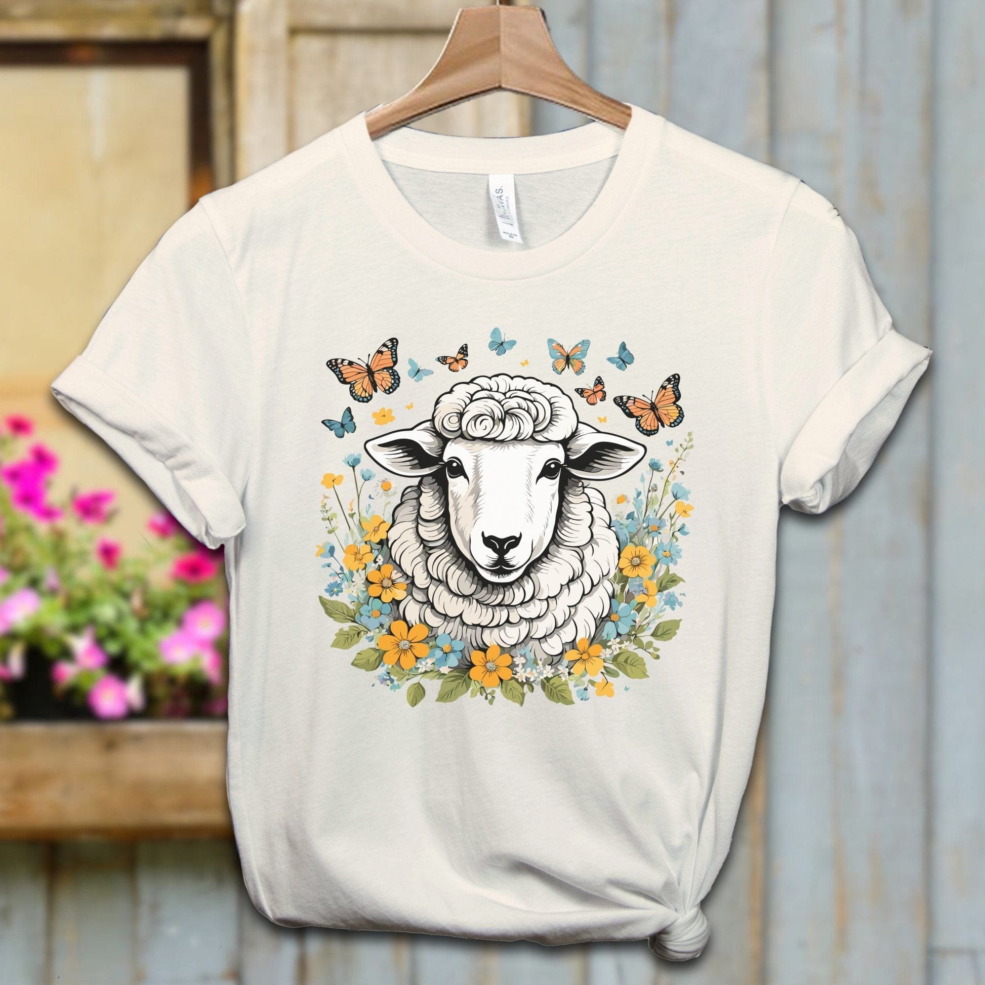 Ladies Shirt Natural / XS / Adult T-shirt Whimsical Sheep Shirt