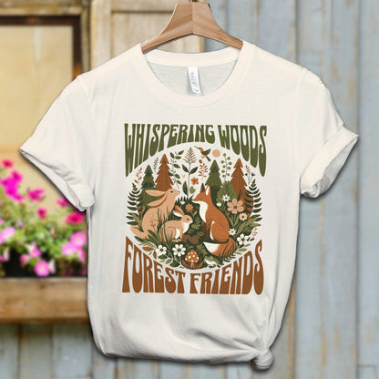 Ladies Shirt Natural / XS / Adult T-shirt Whispering Woods Forest Friends Shirt