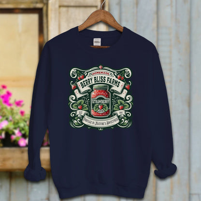 Ladies Shirt Navy / S / Adult Sweatshirt Berry Bliss Farms Strawberry Jam Shirt