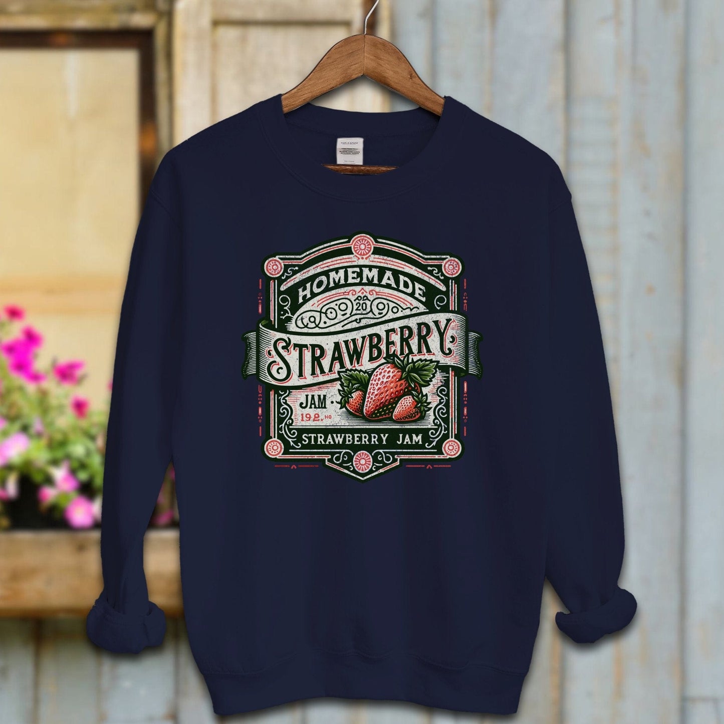 Ladies Shirt Navy / S / Adult Sweatshirt Homemade Strawberry Jam vintage Shirt