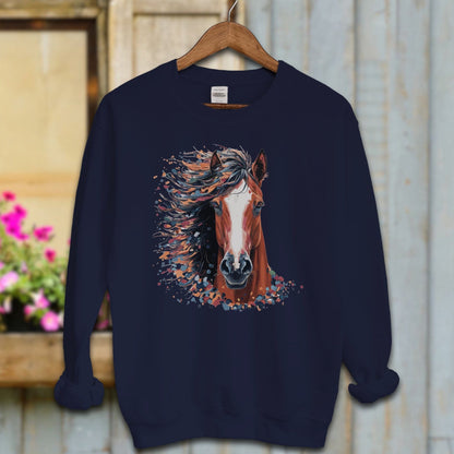 Ladies Shirt Navy / S / Adult Sweatshirt Vibrant Horse Splatter Shirt