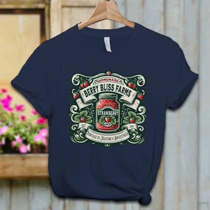 Ladies Shirt Navy / XS / Adult T-shirt Berry Bliss Farms Strawberry Jam Shirt