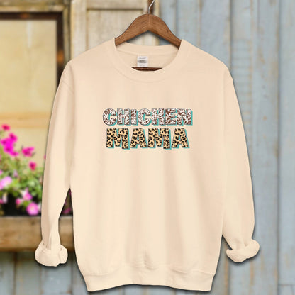 Ladies Shirt Sand / S / Adult Sweatshirt Chicken Mama Fun Shirt