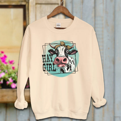 Ladies Shirt Sand / S / Adult Sweatshirt Hay Girl Cow Shirt