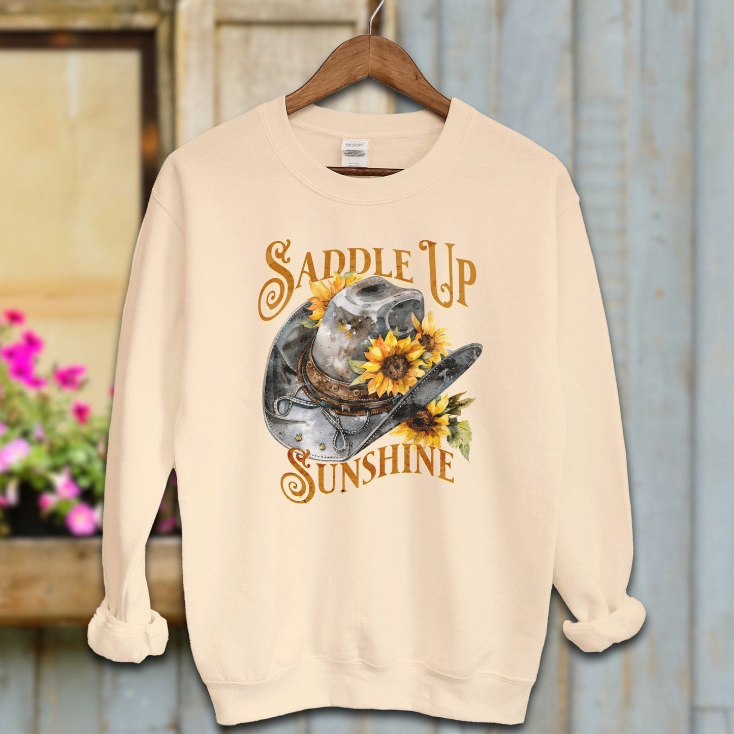 Ladies Shirt Sand / S / Adult Sweatshirt Saddle Up Sunshine Shirt