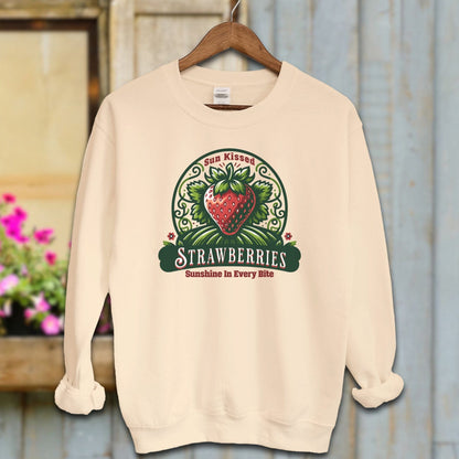 Ladies Shirt Sand / S / Adult Sweatshirt Sun Kissed Strawberries Shirt