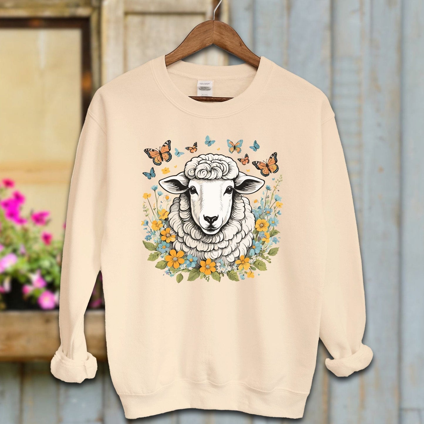 Ladies Shirt Sand / S / Adult Sweatshirt Whimsical Sheep Shirt