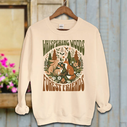 Ladies Shirt Sand / S / Adult Sweatshirt Whispering Woods Forest Friends Shirt