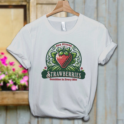 Ladies Shirt Silver / XS / Adult T-shirt Sun Kissed Strawberries Shirt